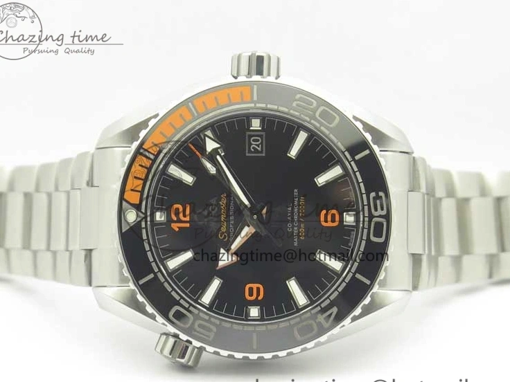 0501 Planet Ocean 43.5mm SS VSF 1:1 Best Edition Black Orange Bezel Black Dial on SS Bracelet A8900 Super Clone Breathable 8003